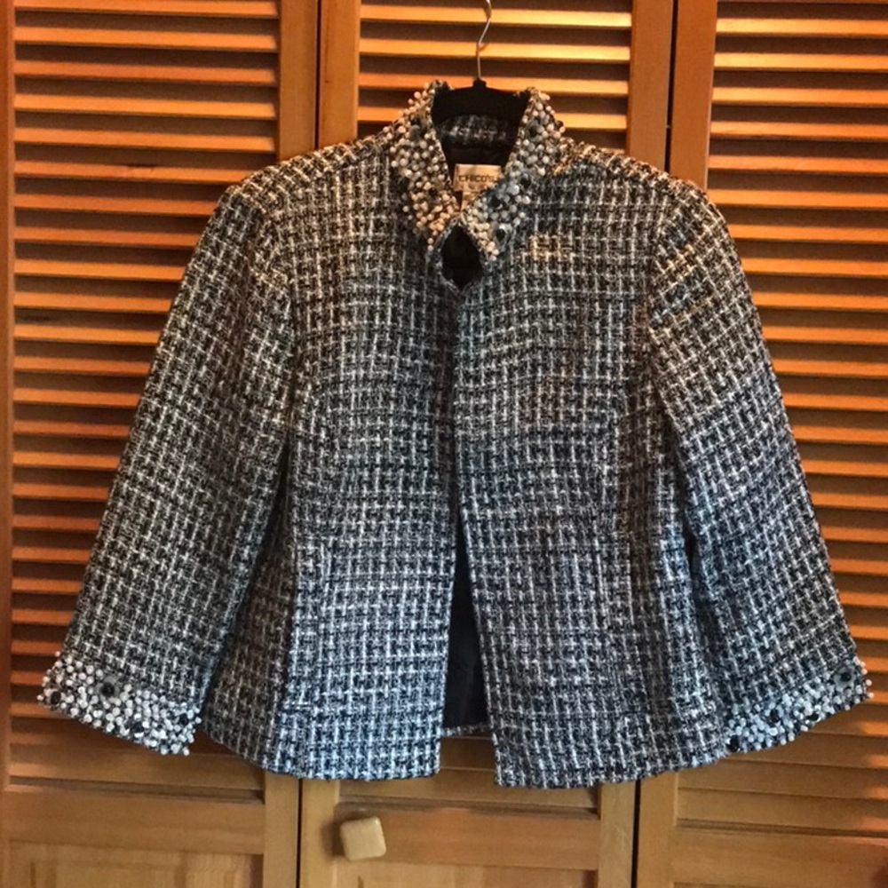 Chico’s Bead-Trimmed Tweed Lady Jacket